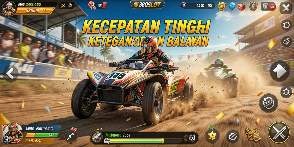 Gameplay mendebarkan di 380SLOT dengan balapan yang seru.