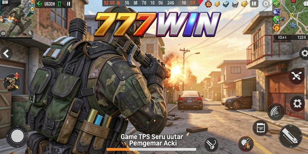 Tampilan gameplay seru 777WIN dengan aksi TPS intens.