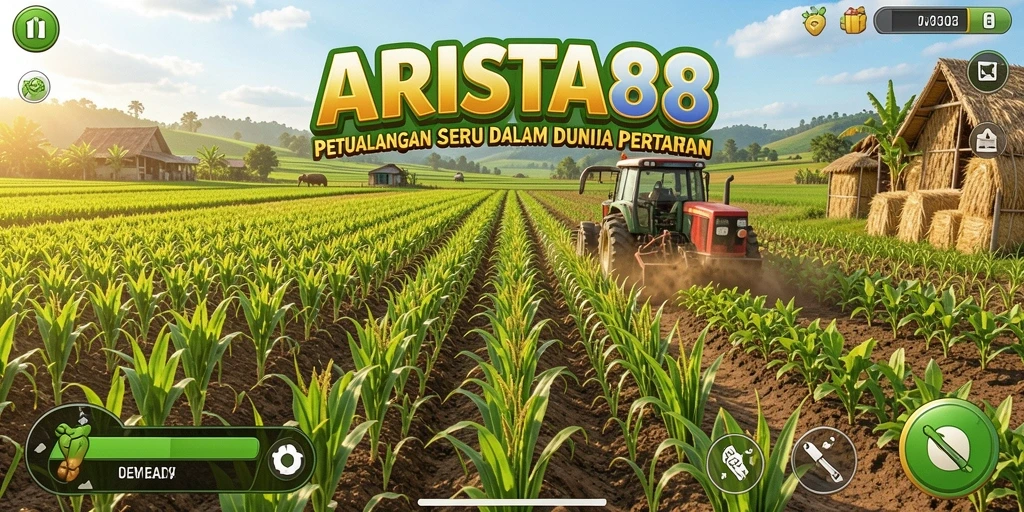 Screenshot ARISTA88 menampilkan gameplay seru saat merawat ladang dan hewan.
