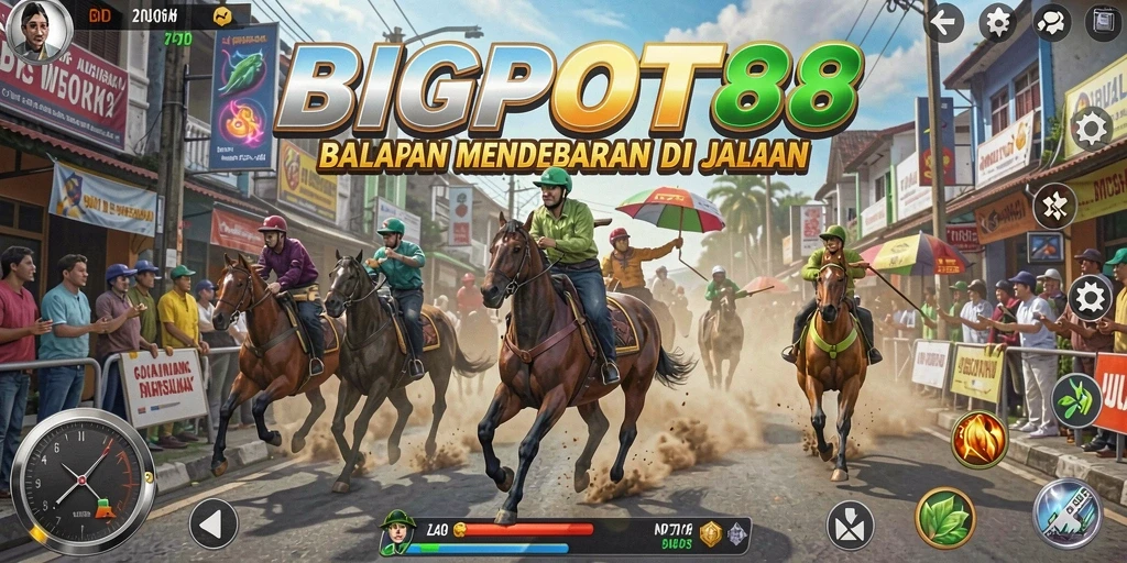 Tampilan mendebarkan dari gameplay Racing BIGPOT88 yang penuh aksi.