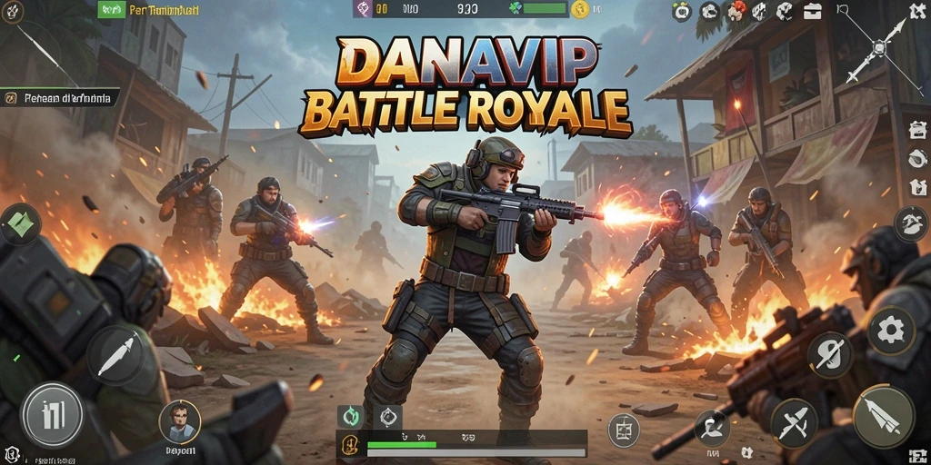 Tampilan gameplay seru dan mendebarkan di DANAVIP Battle Royale.