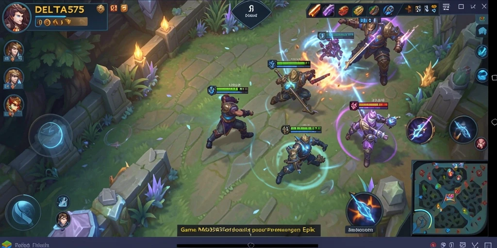 Tampilan utama gameplay <strong>DELTA575</strong> menampilkan pertarungan epik antar karakter.