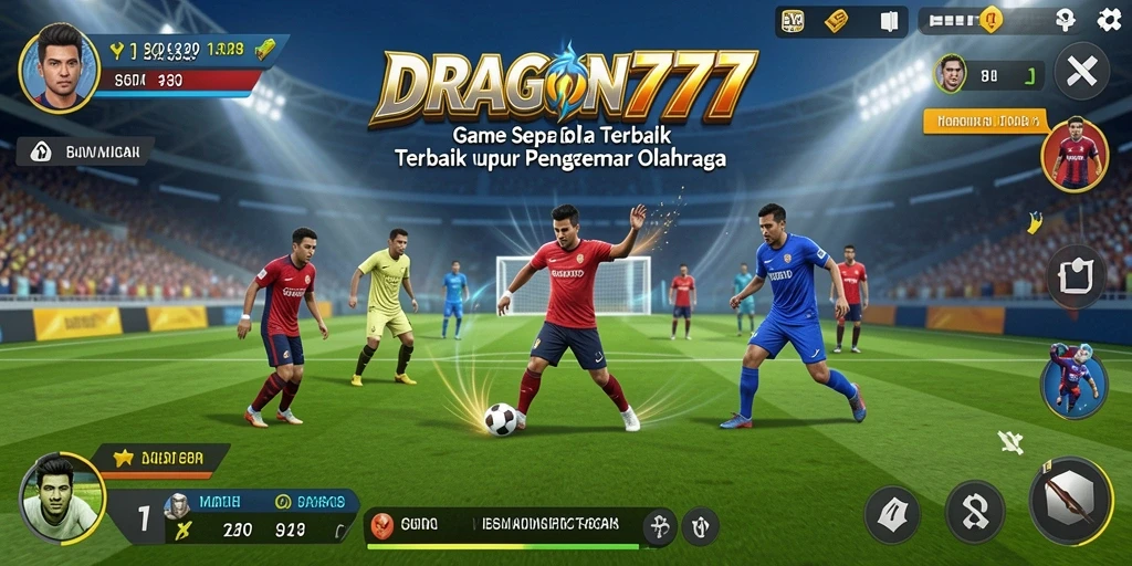 Tampilan gameplay seru dari DRAGON777 yang menggambarkan pertandingan sepak bola.