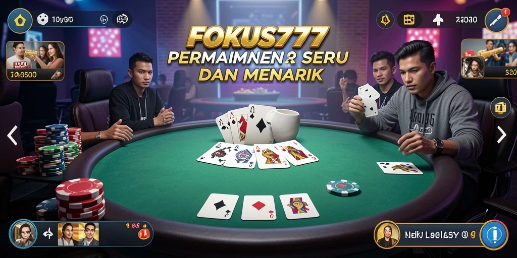 Screenshot gameplay <strong>FOKUS777</strong> menunjukkan aksi poker yang mendebarkan.
