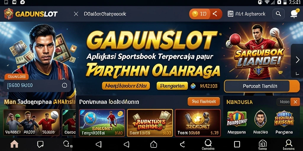 Tampilan gameplay GADUNSLOT dengan berbagai opsi taruhan olahraga.