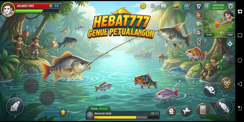 Tampilan gameplay HEBAT777 dengan suasana memancing yang memukau.