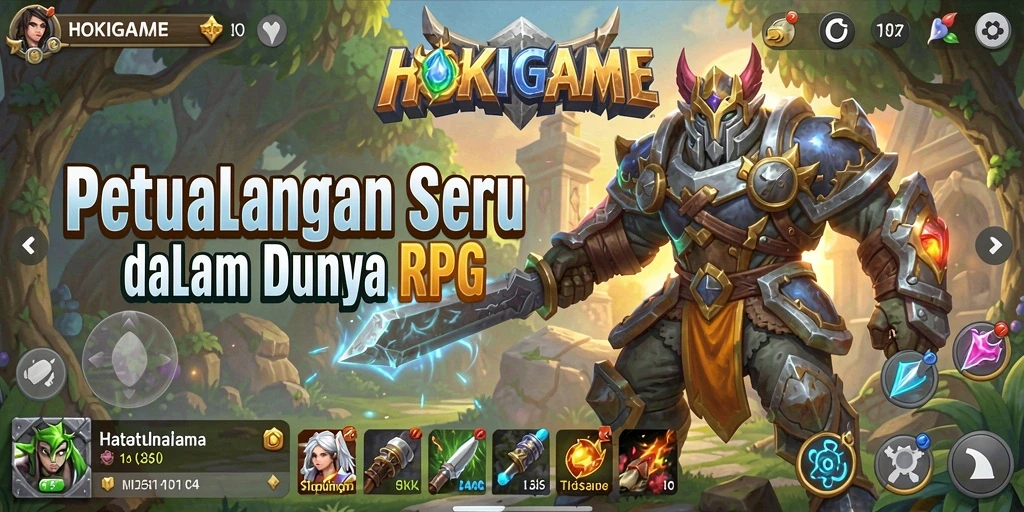Tampilan gameplay menarik dalam HOKIGAME dengan aksi RPG intens.