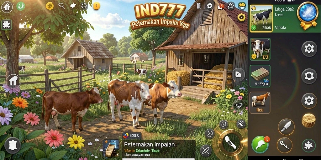 Tangkapan layar gameplay IND777 dengan aktivitas bertani yang menarik.
