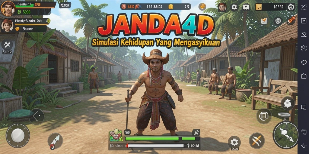 Tampilan gameplay menarik di JANDA4D yang menggambarkan kehidupan sehari-hari.