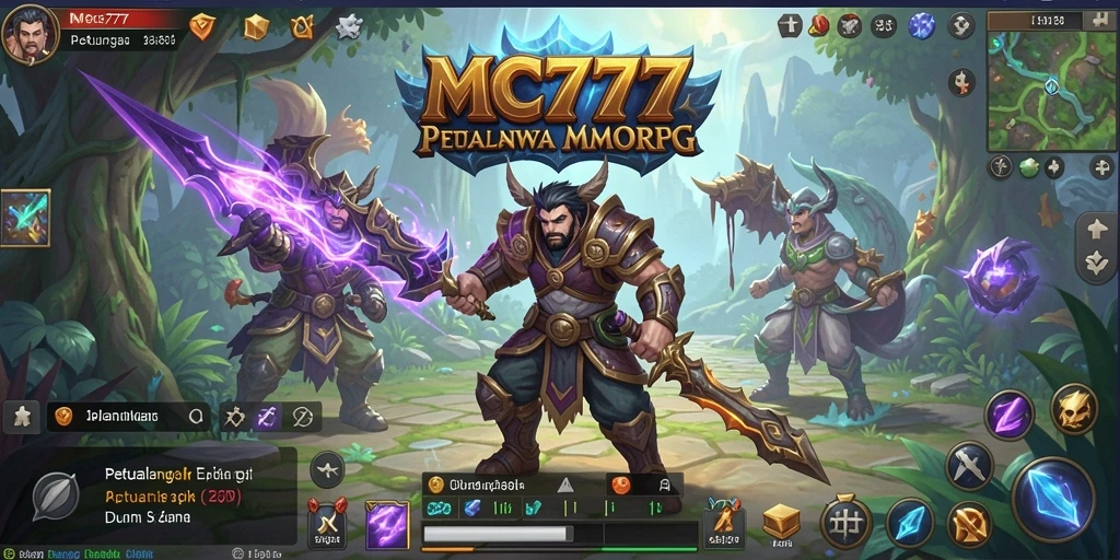 Screenshot gameplay MC777 menampilkan pertarungan epik dalam dunia MMORPG.