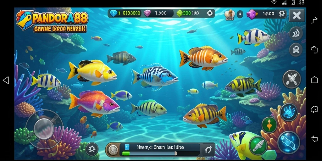Tampilan gameplay seru dalam PANDORA88 saat menembak ikan.
