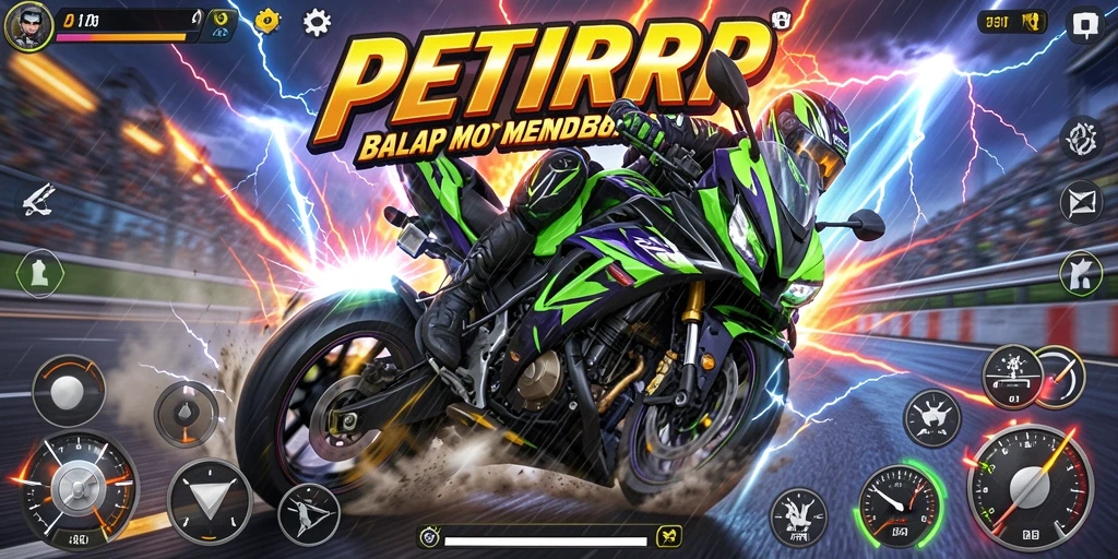 Gameplay PETIRRP yang mendebarkan dalam balapan motor.