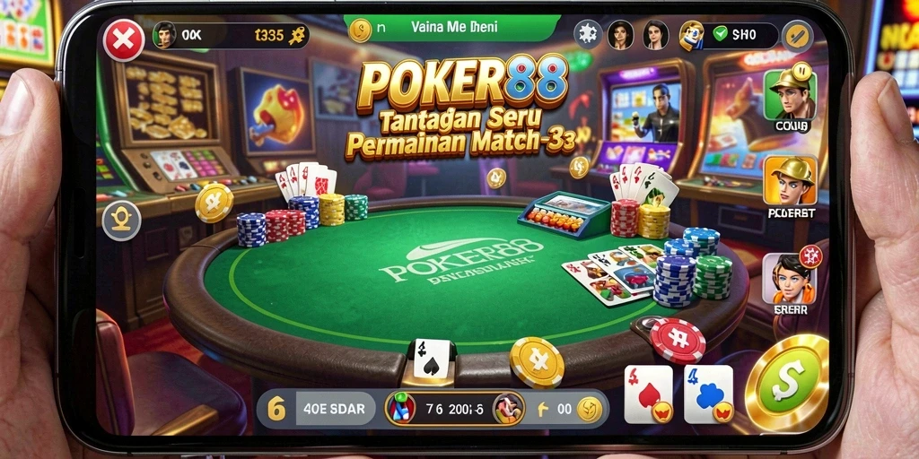 Screenshot POKER88 menampilkan gameplay seru dan tantangan Match-3.
