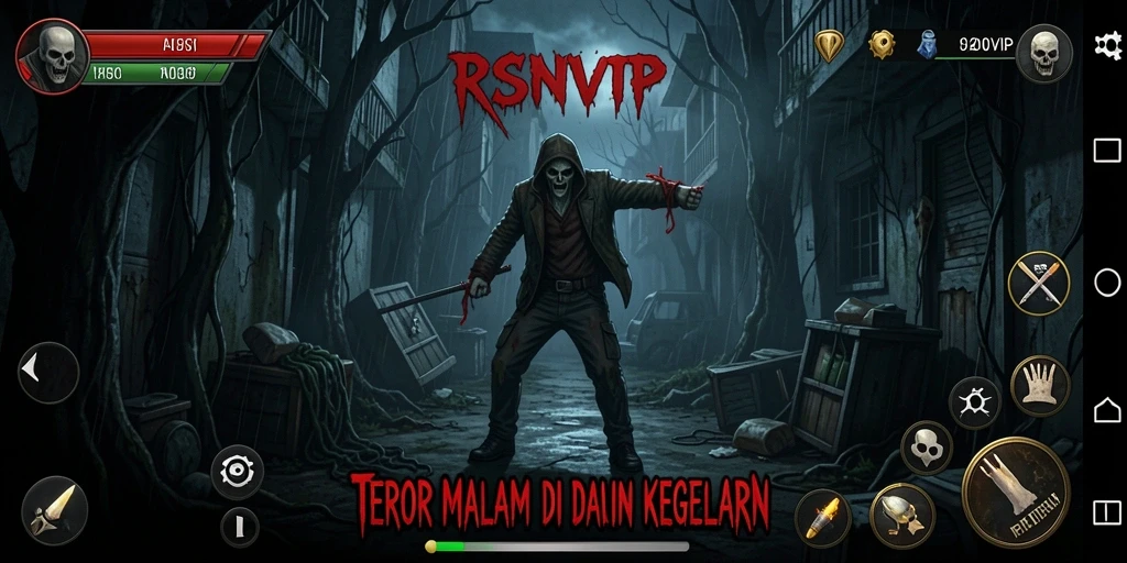 Screenshot gameplay RSNVIP menampilkan suasana Horror yang mencekam.