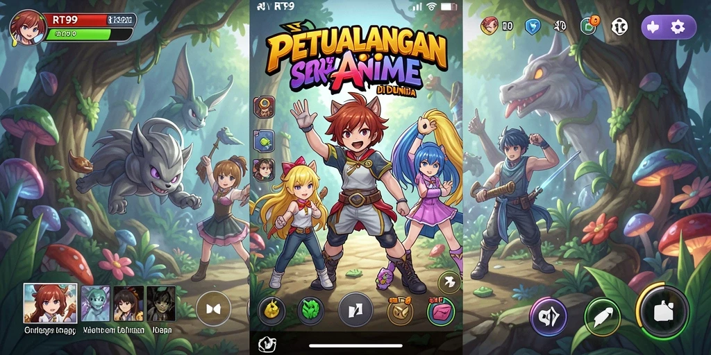 Tampilan menarik dalam screenshot utama <strong>RT99</strong> yang menunjukkan aksi gameplay Anime.