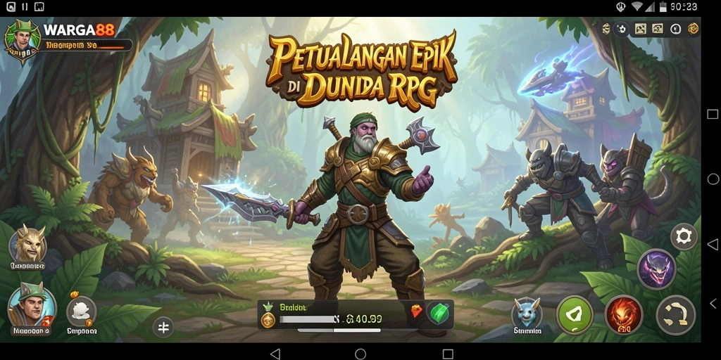 Tampilan gameplay WARGA88 dengan petualangan RPG yang menegangkan.