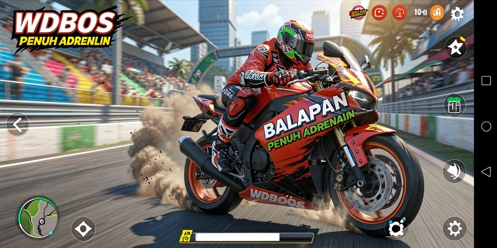 Tampilan balapan motor seru dalam WDBOS.