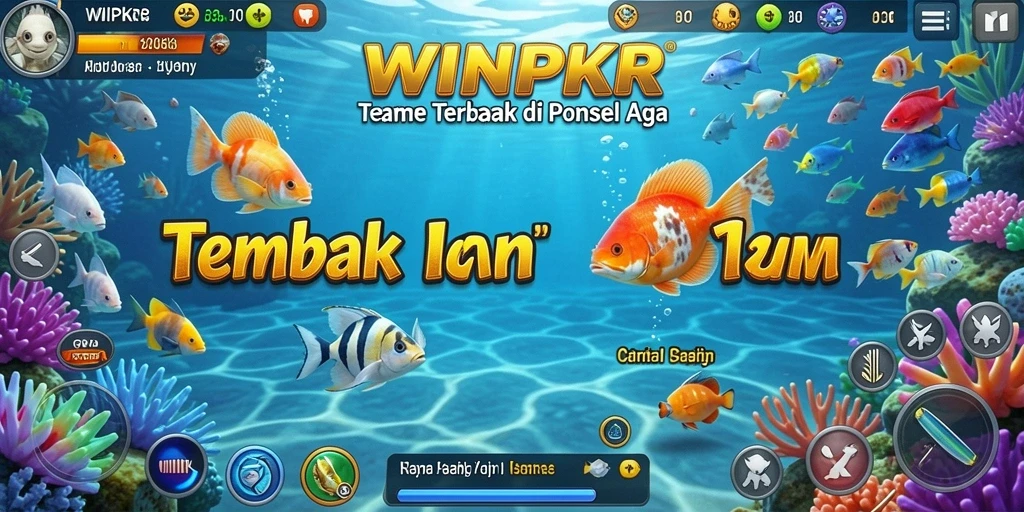 Gameplay seru WINPKR dengan grafis menakjubkan dan ikan berwarna.